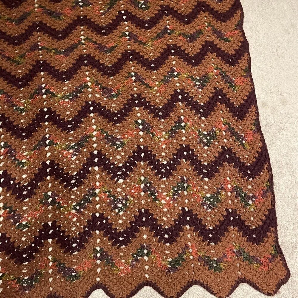 Vintage Handmade Crochet Afghan Throw 51x48